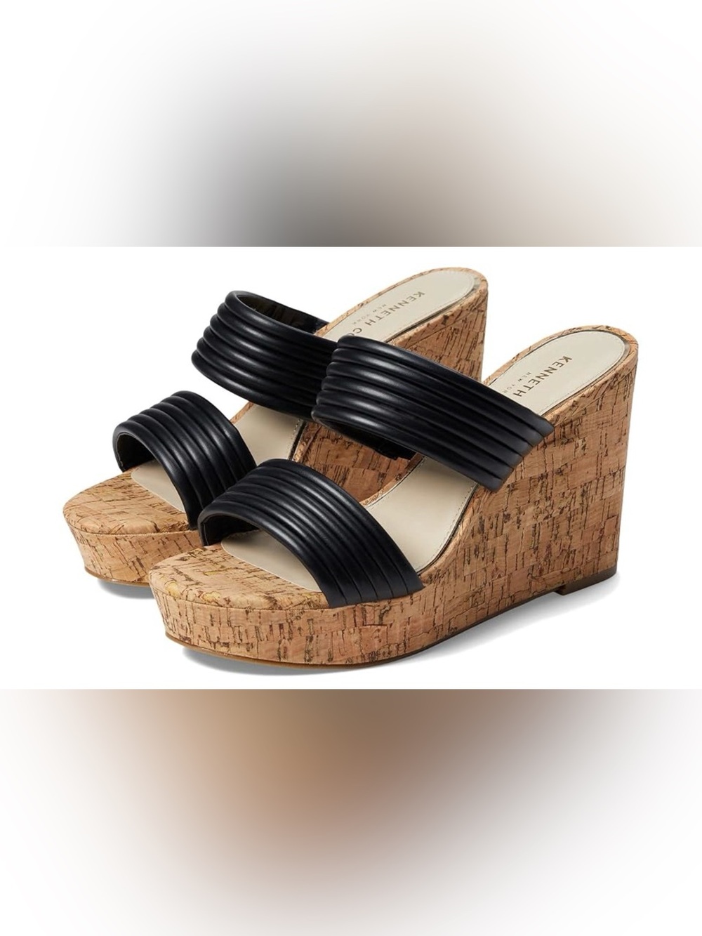 Kenneth Cole New York Cailyn Cork Wedge Sandal in Black - Size 8 (NIB)